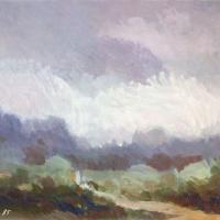 Afbeelding van het kunstwerk 'landschap met donkere lucht' van Adriaan van Esveld